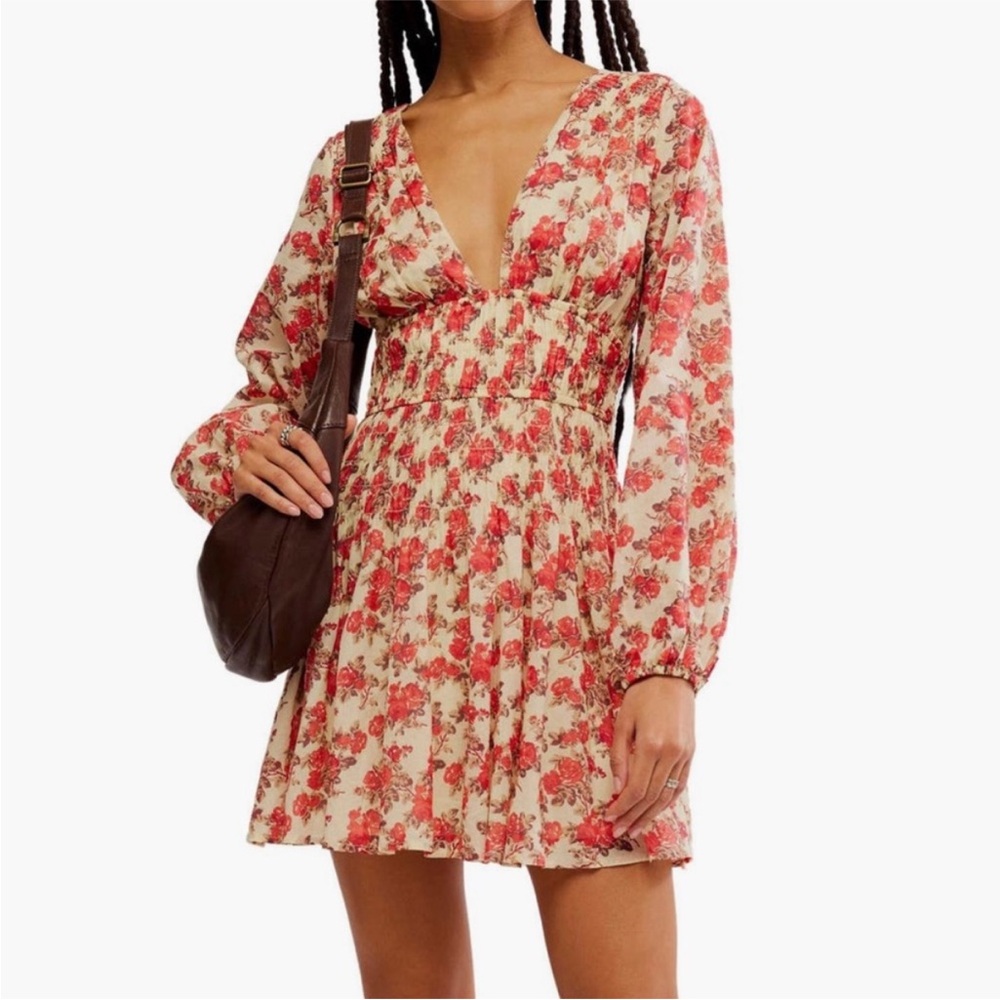 Free People Keep You Mine Printed Mini Dress Floral, Size M $128